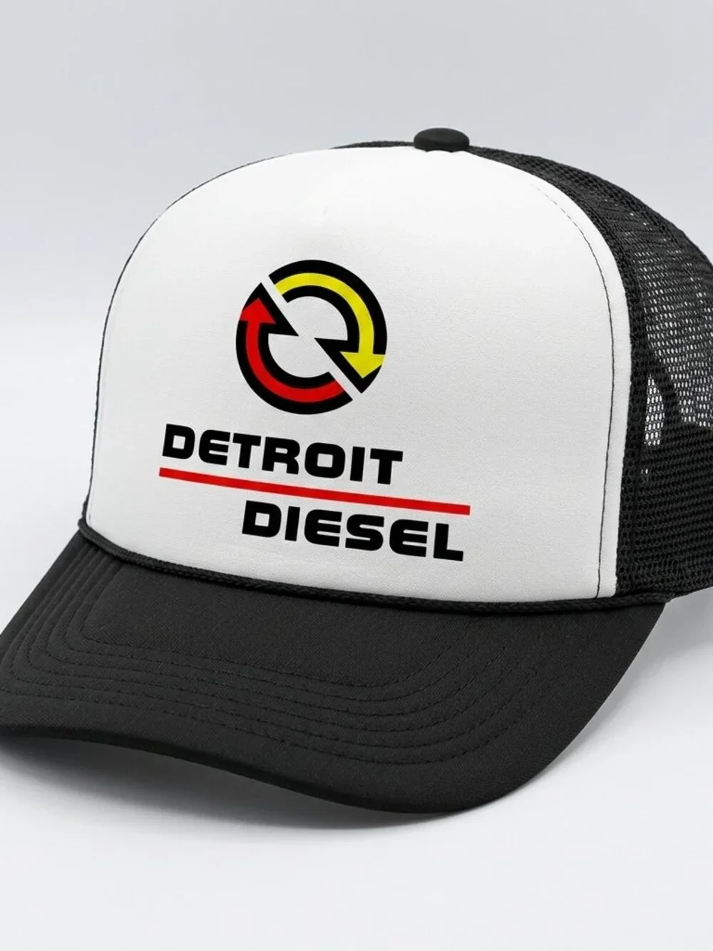 Detroit Diesel Printed Black White Foam Rope Snapback Hat Semi Truck New Retro